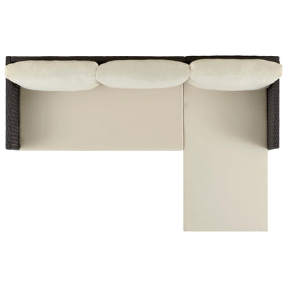 Manhattan Comfort 3-Piece Menton Patio 2-Seater and Lounge Chair with Coffee Table