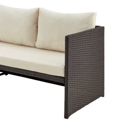 Manhattan Comfort 3-Piece Menton Patio 2-Seater and Lounge Chair with Coffee Table
