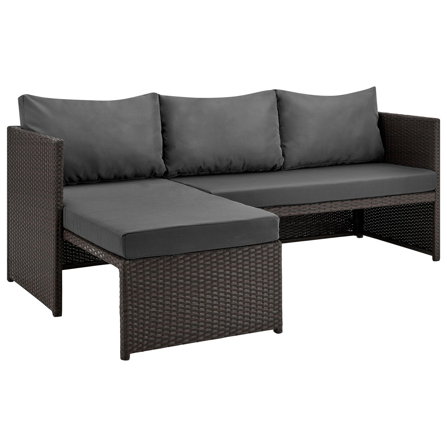 Manhattan Comfort 3-Piece Menton Patio 2-Seater and Lounge Chair with Coffee Table