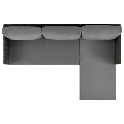 Manhattan Comfort 3-Piece Menton Patio 2-Seater and Lounge Chair with Coffee Table