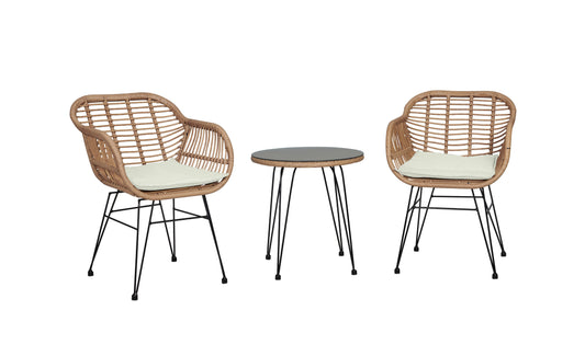 Manhattan Comfort 3-Piece Antibes 1.0 Patio 2- Person Seating Group with End Table