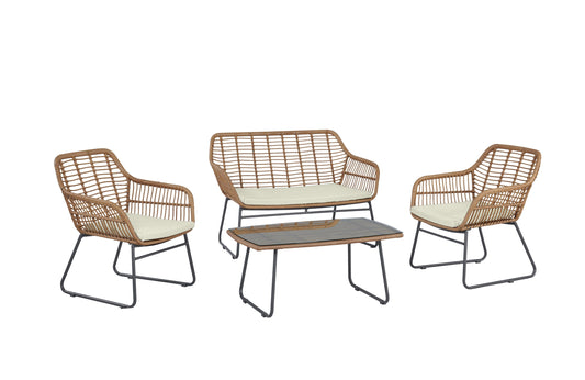 Manhattan Comfort 4-Piece Antibes 2.0 Patio 4- Person Conversation Set with Coffee Table