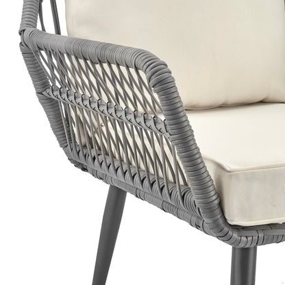 Manhattan Comfort 3-Piece Cannes Patio 2- Person Seating Group with End Table