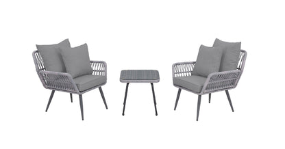 Manhattan Comfort 3-Piece Cannes Patio 2- Person Seating Group with End Table
