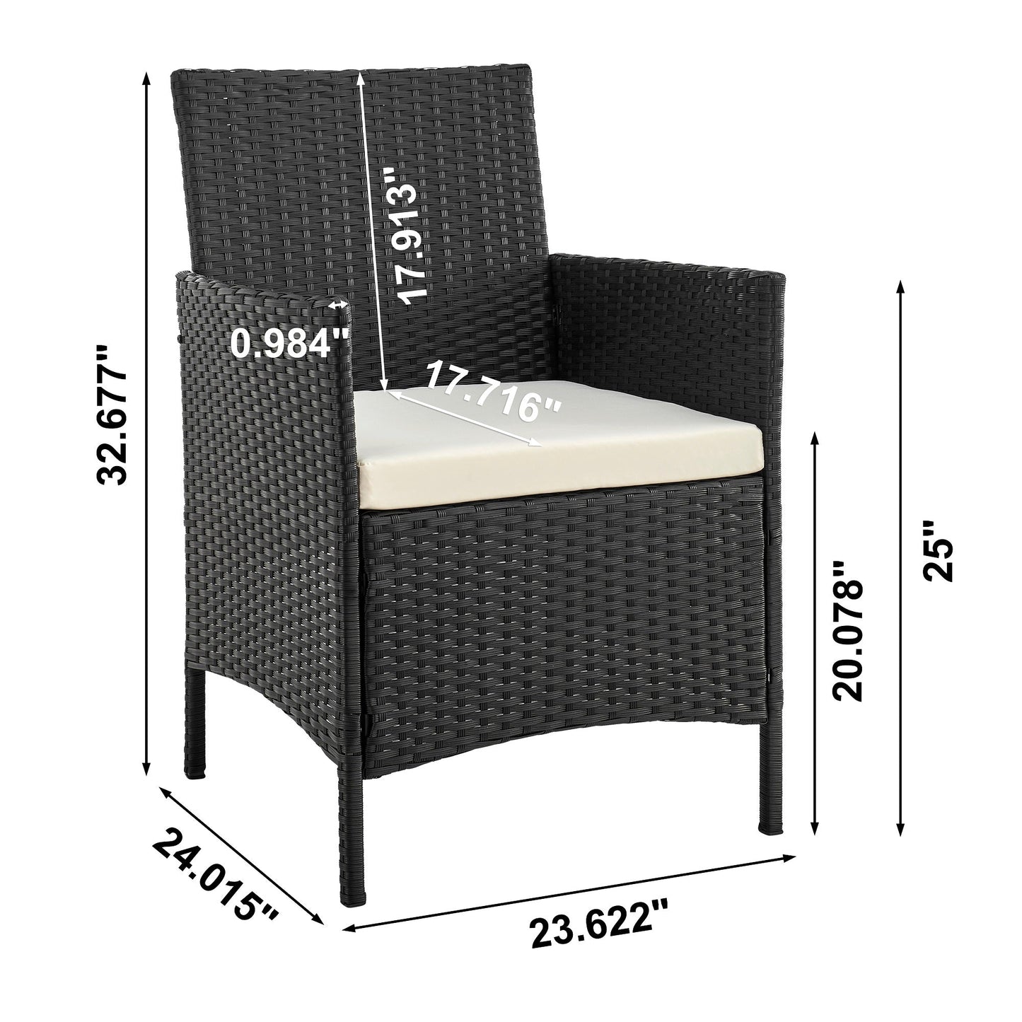 Manhattan Comfort 3-Piece Imperia Patio 2- Person Seating Group with End Table