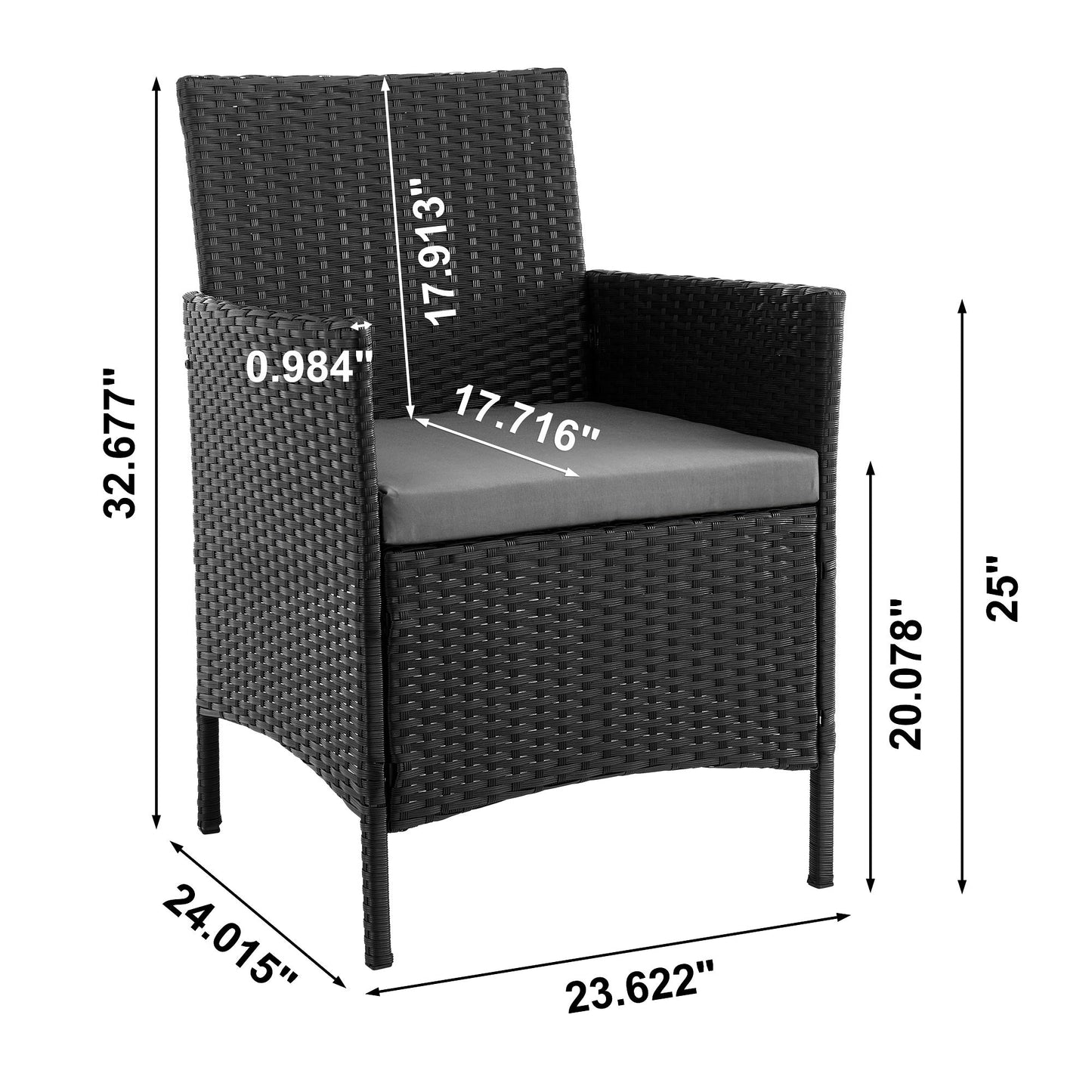 Manhattan Comfort 3-Piece Imperia Patio 2- Person Seating Group with End Table