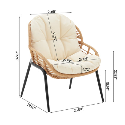 Manhattan Comfort 4-Piece Pine Patio Conversation Set