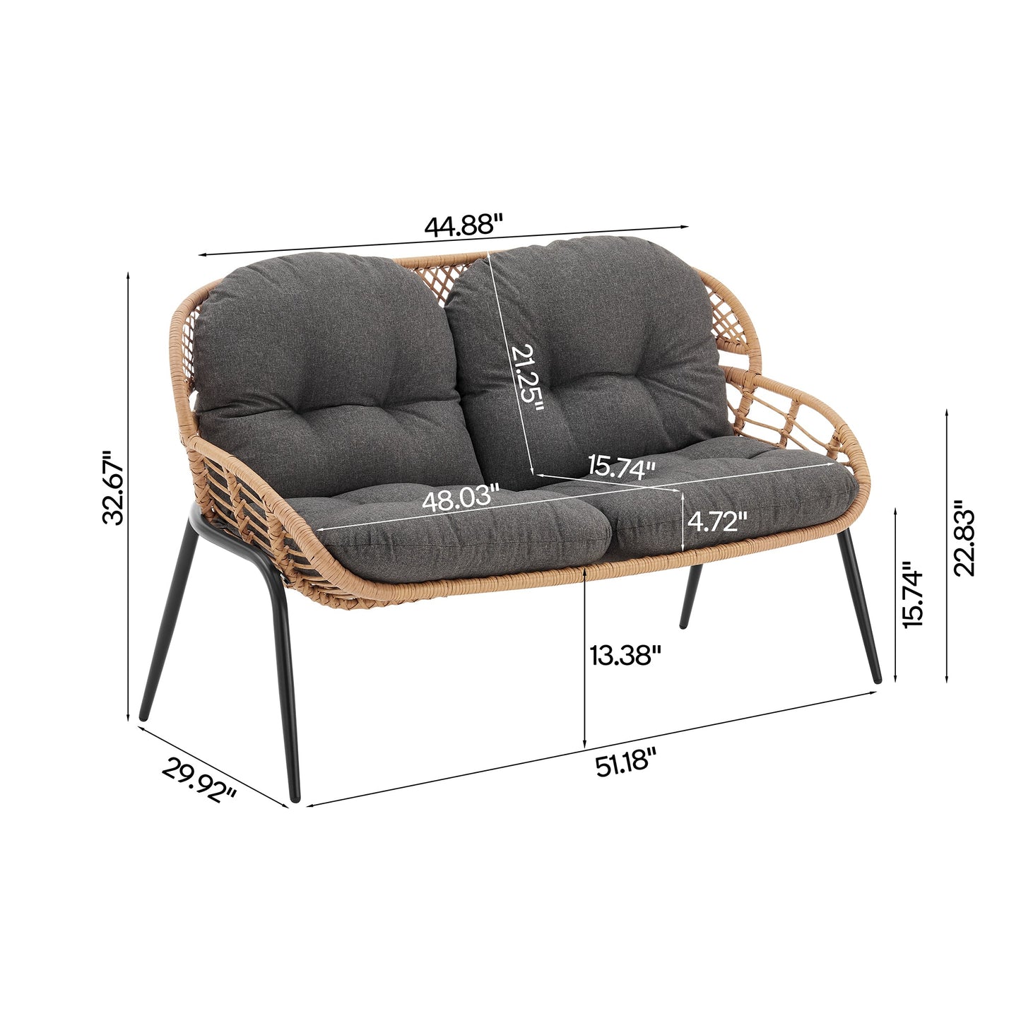 Manhattan Comfort 4-Piece Pine Patio Conversation Set