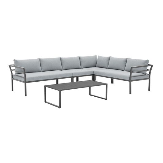Manhattan Comfort 5-Piece Sunnyside Corner Patio Conversation Set