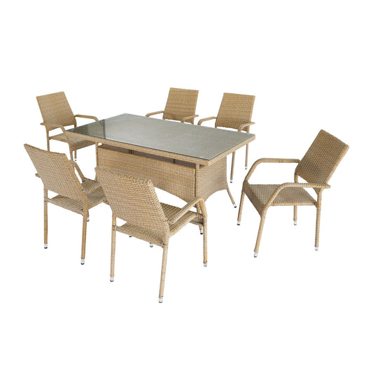 Manhattan Comfort 7-Piece Genoa Patio 6- Person Dining Set