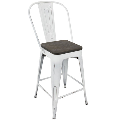 Majestic Office Furniture High Back 24" Fixed-Height Counter Stool - Set of 2