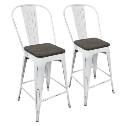 Majestic Office Furniture High Back 24" Fixed-Height Counter Stool - Set of 2