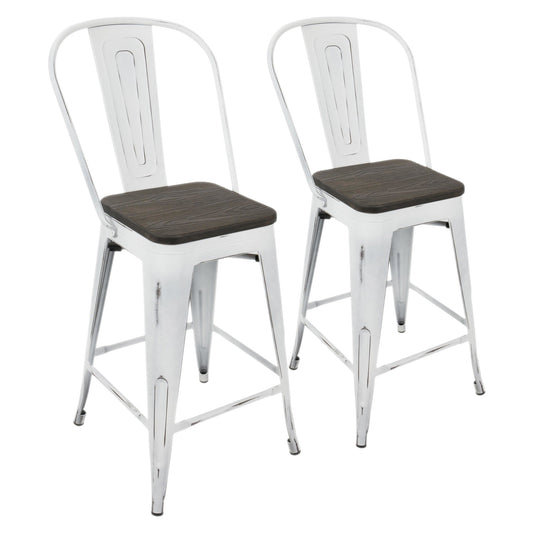 Majestic Office Furniture High Back 24" Fixed-Height Counter Stool - Set of 2