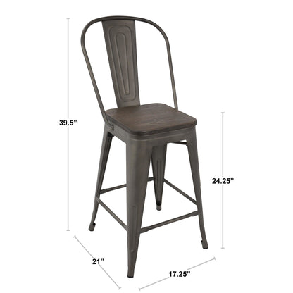 Majestic Office Furniture High Back 24" Fixed-Height Counter Stool - Set of 2