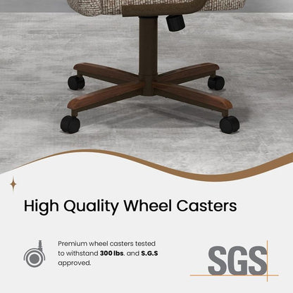 Chromcraft Douglas D7775 Casual Dining Chair Caster Swivel Tilt Fabric Dinning Chair in Walnut Wood and Texture Bronze Metal Finish (#31 Fabric)