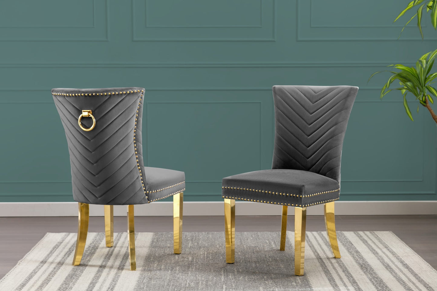 SC364 – 367: Velvet Side Chairs with Gold Stainless Steel