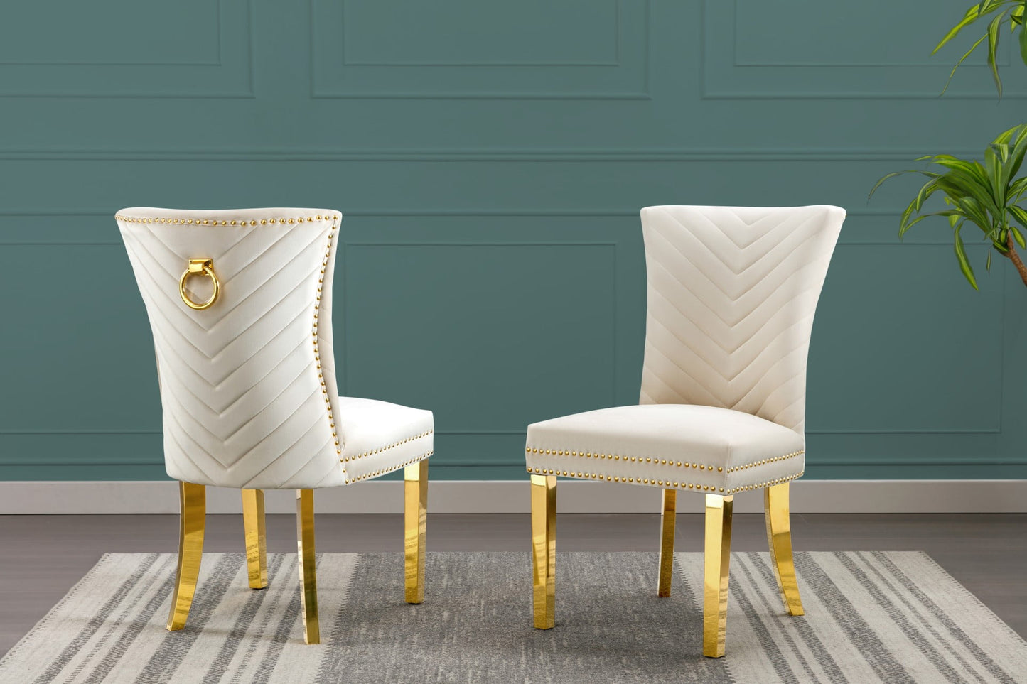 SC364 – 367: Velvet Side Chairs with Gold Stainless Steel