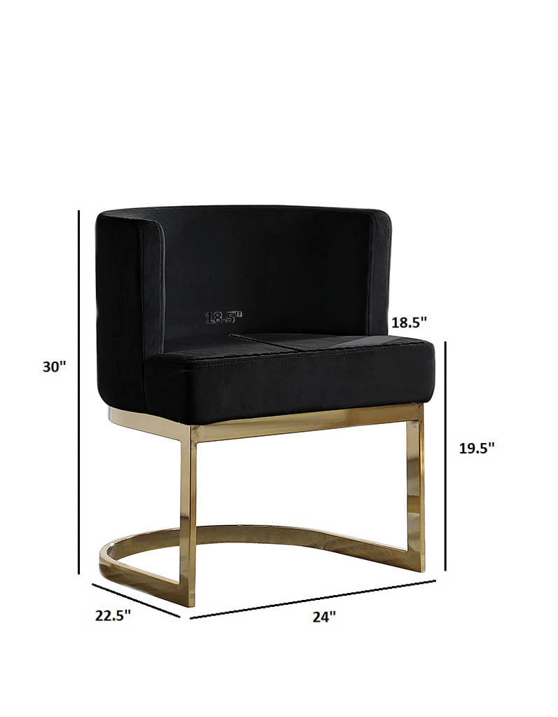 Velvet Side Chair with Gold, Chrome Base – Single