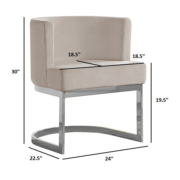 Velvet Side Chair with Silver, Chrome Base – Single