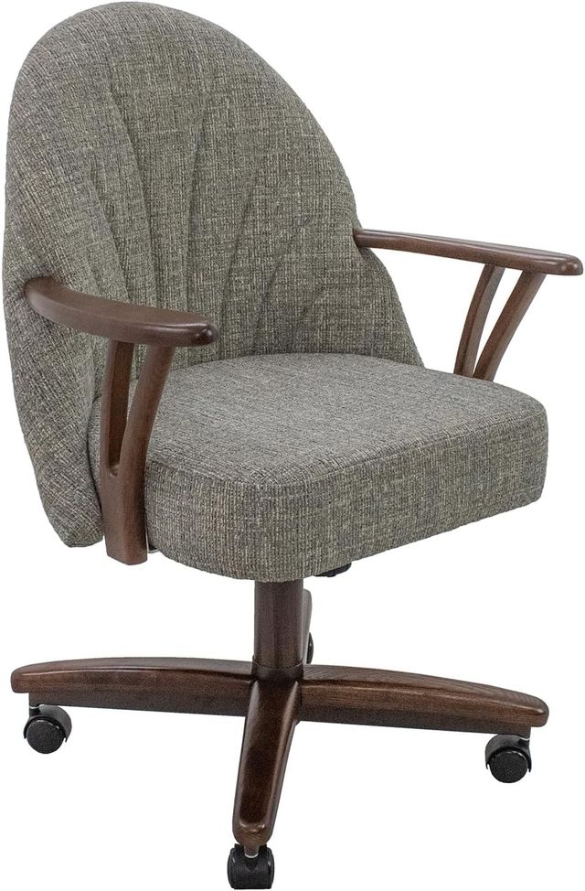 Chromcraft ZIP Ship CM127 Casual Dining Chair Caster Swivel Tilt Fabric Dinning Chair in Walnut Finish