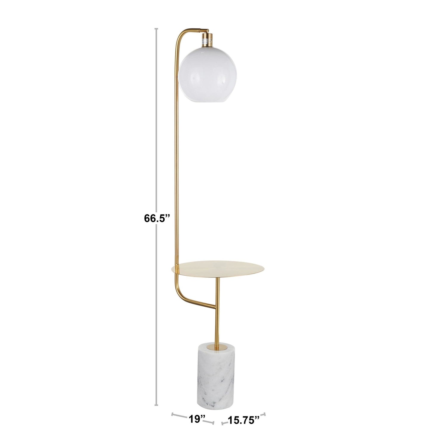 Majestic Office Furniture 66" Metal Floor Lamp with Side Table