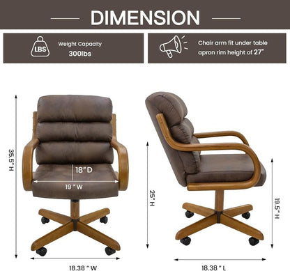 Chromcraft Douglas D9550 Casual Dining Chair Caster Swivel Tilt Fabric Dinning Chair with MOCHA farbic