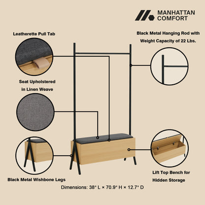 Manhattan Comfort Paloma Open Hanging Closet - Set of 1