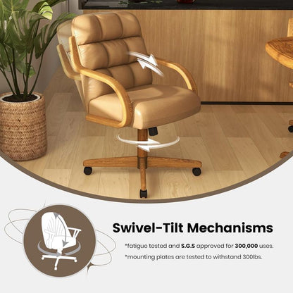 Chromcraft Douglas D9520 Casual Dining Chair Caster Swivel Tilt Fabric Dinning Chair with PU upholstery