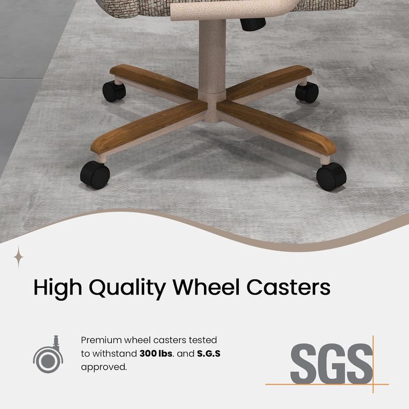 Chromcraft Douglas D7775 Casual Dining Chair Caster Swivel Tilt Fabric Dinning Chair in Walnut Wood and Texture Bronze Metal Finish