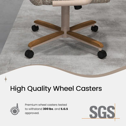 Chromcraft Douglas D7775 Casual Dining Chair Caster Swivel Tilt Fabric Dinning Chair in Walnut Wood and Texture Bronze Metal Finish