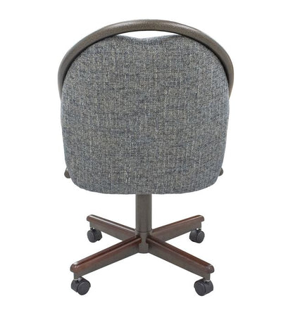 Chromcraft ZIP Ship CM188 Casual Dining Chair Caster Swivel Tilt Fabric Dinning Chair in Walnut & Texture Bronze Finish