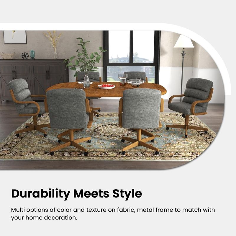 Chromcraft Douglas D9550 Casual Dining Chair Caster Swivel Tilt Fabric Dinning Chair with ASH farbic