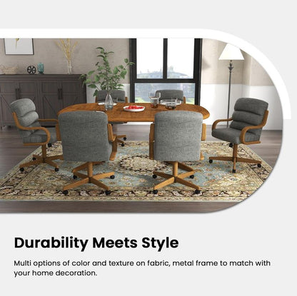 Chromcraft Douglas D9550 Casual Dining Chair Caster Swivel Tilt Fabric Dinning Chair with ASH farbic