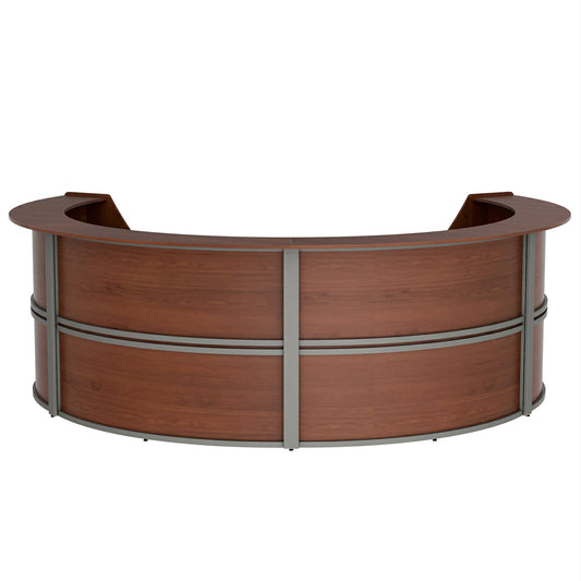 Curved Reception Desk with Counter, 4 Units, 142”W x 107”D