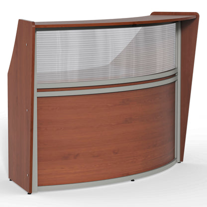 Curved Reception Desk with Counter, Clear Panel, 72”W x 32”D