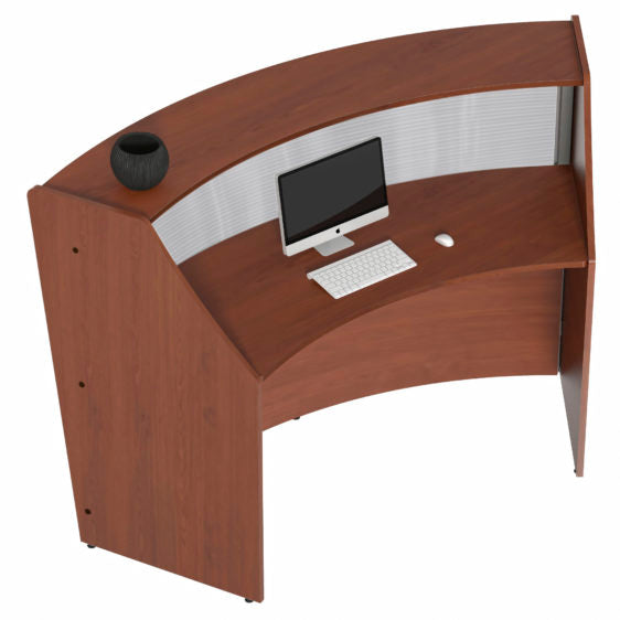 Curved Reception Desk with Counter, Clear Panel, 72”W x 32”D