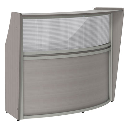 Curved Reception Desk with Counter, Clear Panel, 72”W x 32”D