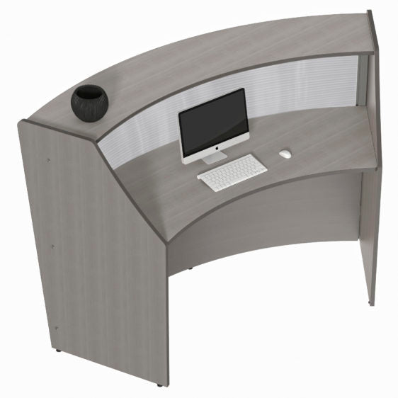 Curved Reception Desk with Counter, Clear Panel, 72”W x 32”D