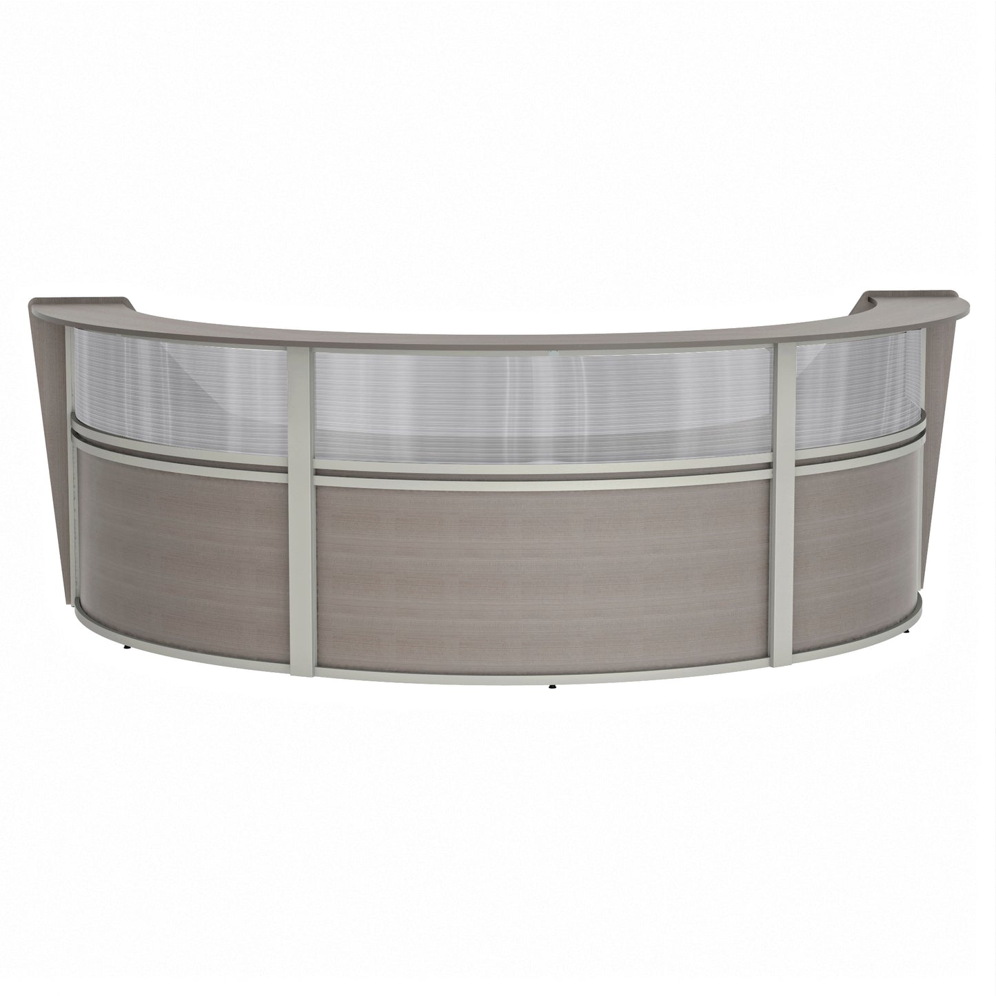 Curved Reception Desk 3 Units, Clear Panel, 143”W x 71”D