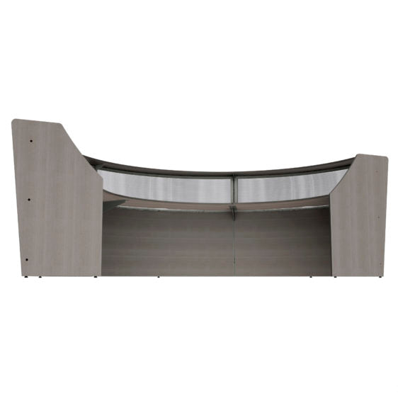 Curved Reception Desk 3 Units, Clear Panel, 143”W x 71”D