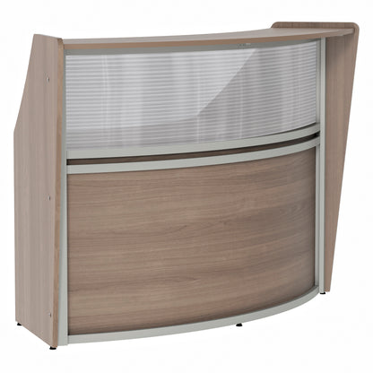 Curved Reception Desk with Counter, Clear Panel, 72”W x 32”D