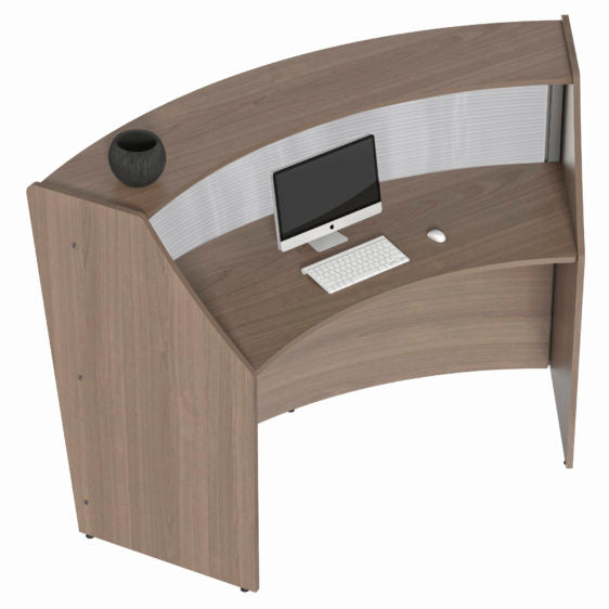 Curved Reception Desk with Counter, Clear Panel, 72”W x 32”D