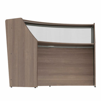 Curved Reception Desk with Counter, Clear Panel, 72”W x 32”D