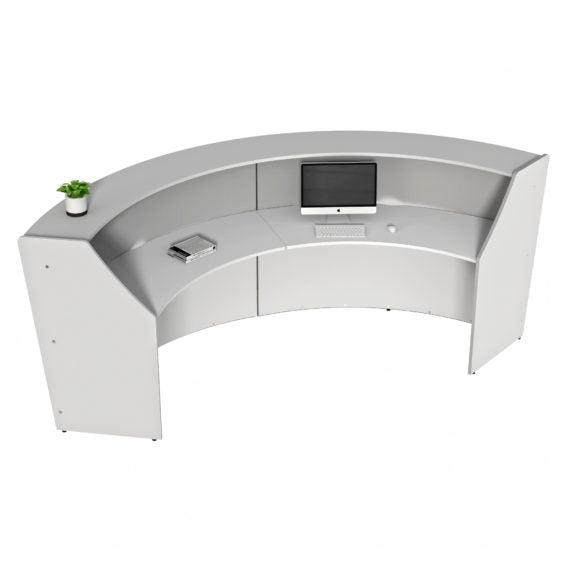 Curved Reception Desk with Counter, 2 Units, 124”W x 49”D