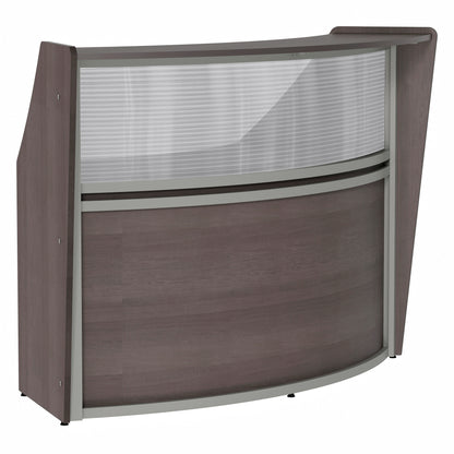 Curved Reception Desk with Counter, Clear Panel, 72”W x 32”D