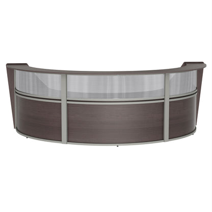 Curved Reception Desk 3 Units, Clear Panel, 143”W x 71”D