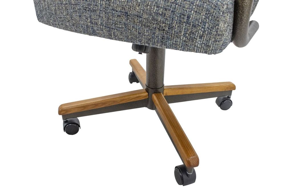 Chromcraft ZIP Ship CM188 Casual Dining Chair Caster Swivel Tilt Fabric Dinning Chair in Chestnut & Texture Bronze Finish