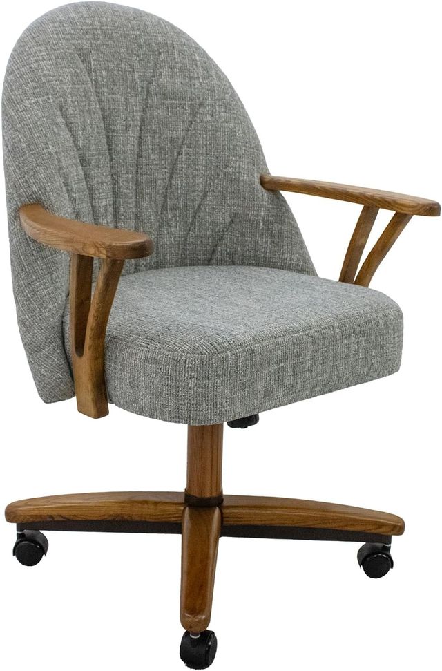 Chromcraft ZIP Ship CM127 Casual Dining Chair Caster Swivel Tilt Fabric Dinning Chair in Chestnut Finish