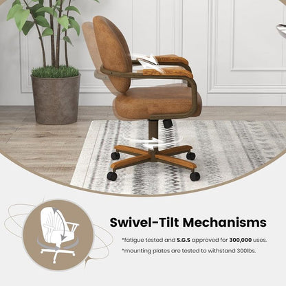 Chromcraft Douglas D1162 Casual Dining Chair Caster Swivel Tilt Fabric Dinning Chair with CAMEL PU