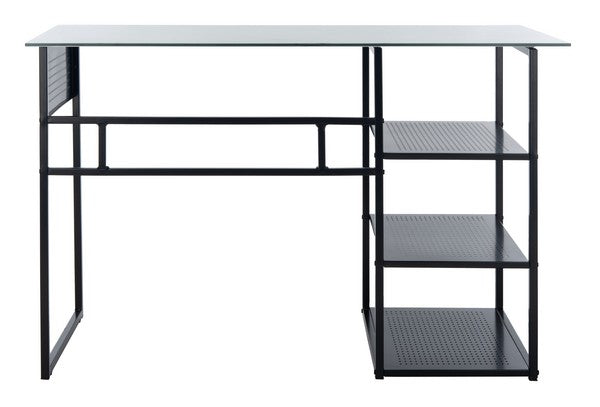 Xyla 3 Shelf Glass Top Desk